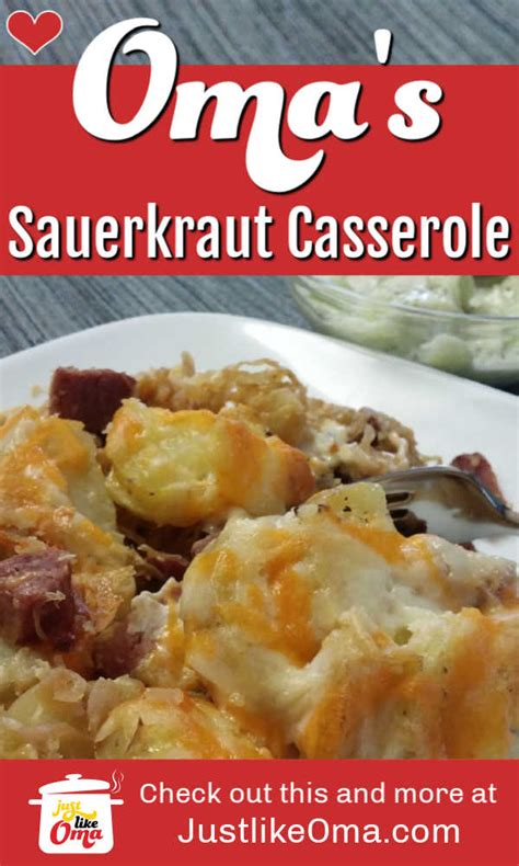 german-sauerkraut-casserole-with-ham-or-kielbasa image