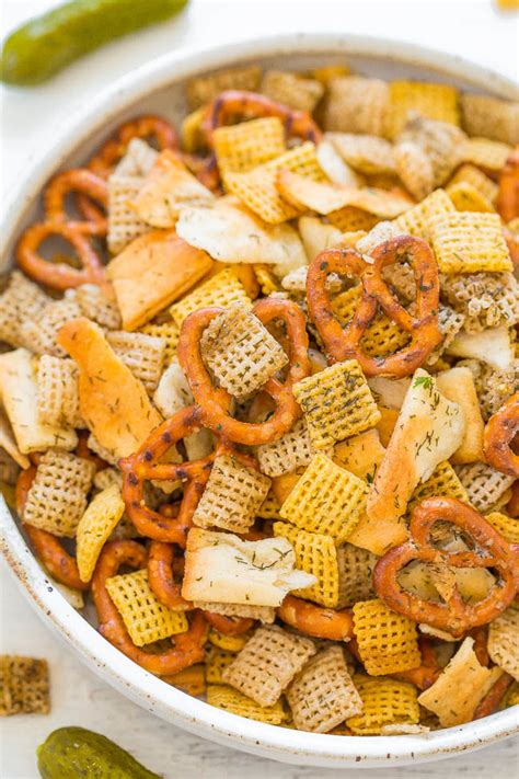 5-minute-dill-pickle-chex-mix-recipe-averie image