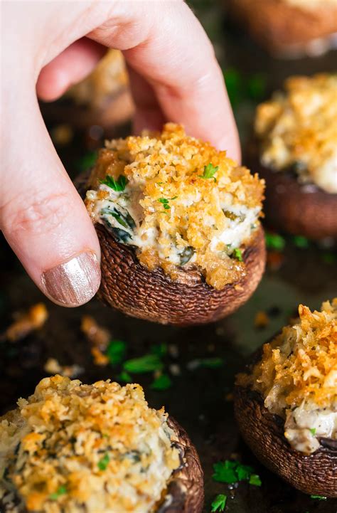 cheesy-spinach-stuffed-mushrooms-healthy-veggie image