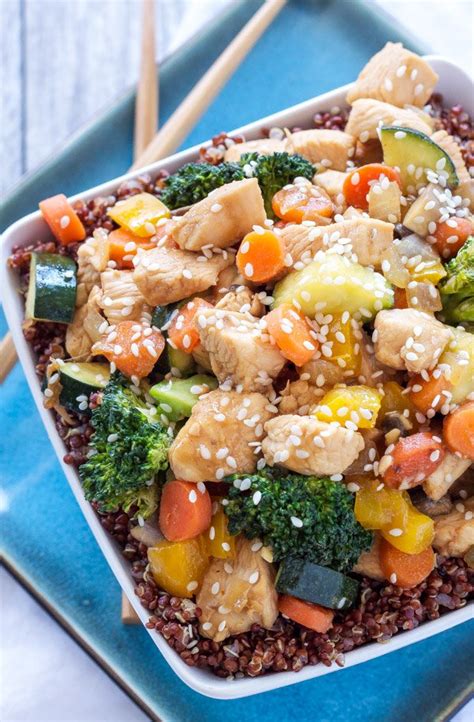 chicken-and-vegetable-stir-fry-quinoa-bowls image