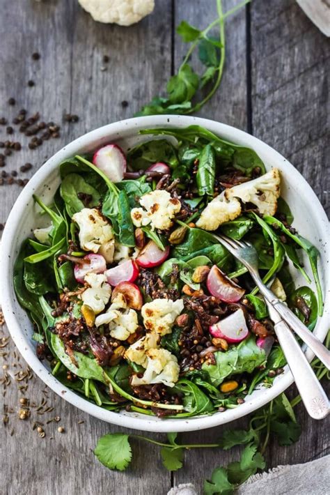 indian-spinach-salad-with-lentils-cauliflower-feasting image