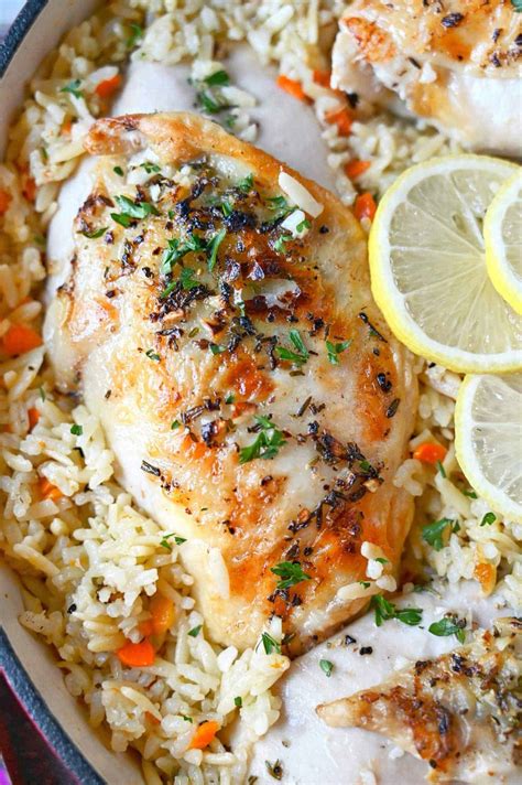 lemon-herb-chicken-breasts-with-rice-pilaf-butter image