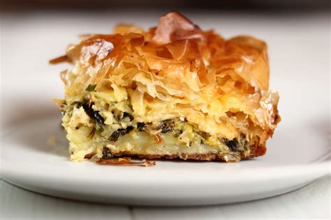 greek-leek-pie-recipe-phyllo-pie-the-spruce-eats image