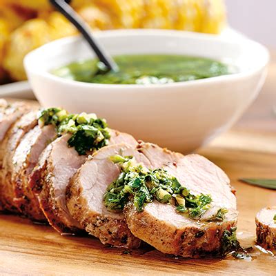 grilled-pork-tenderloin-served-with-chimichurri-sauce image