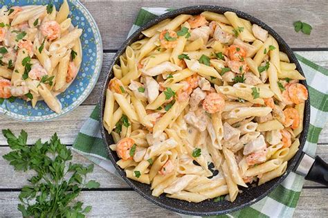 the-best-chicken-and-shrimp-alfredo-pasta image