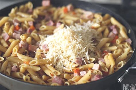 easy-ham-pasta-skillet-recipe-fabulessly image