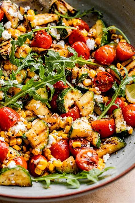 grilled-zucchini-salad-with-corn-and-tomatoes-diethood image