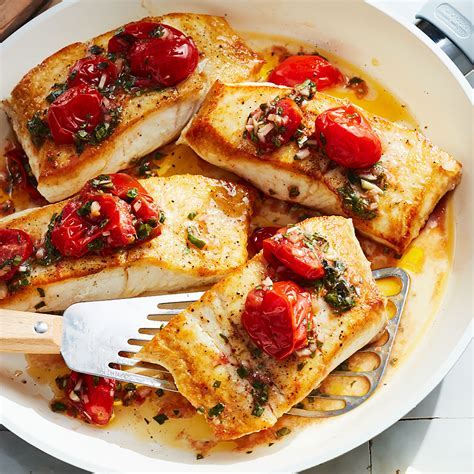 pan-seared-fish-with-basil-oil-cherry-tomato image