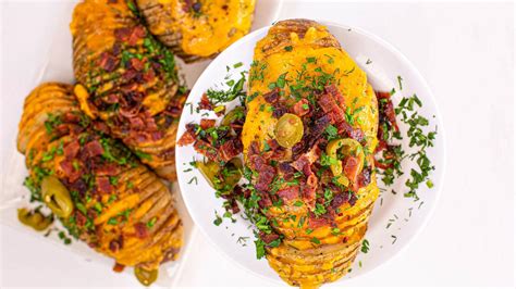 hasselback-potatoes-recipe-with-bacon-and-cheese-rachael-ray image