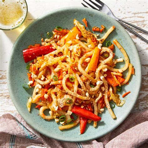one-pan-udon-noodle-stir-fry-with-vegetables-peanuts image