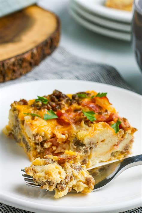 easy-overnight-bacon-and-sausage-breakfast-casserole image