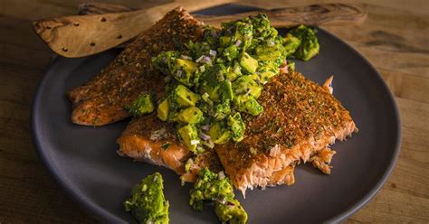 grilled-salmon-with-smoked-avocado-salsa-traeger-grills image