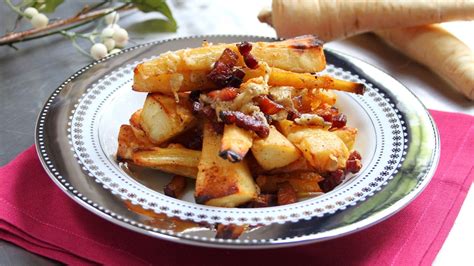 roasted-parsnips-with-cheese-and-bacon-recipe-food-network image
