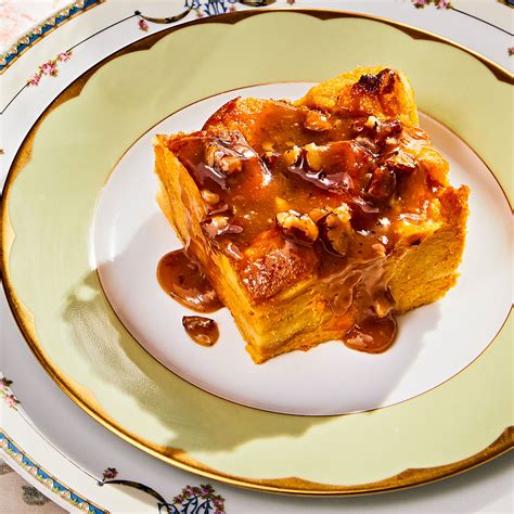 sweet-potato-bread-pudding-with-pecan-praline-sauce-eatingwell image
