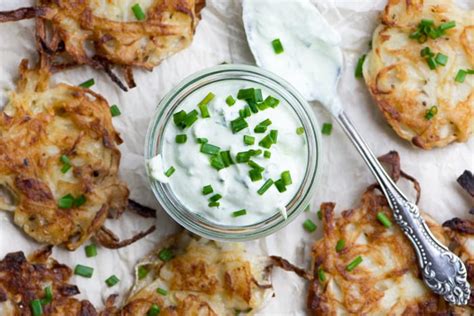 sweet-onion-latkes-with-chive-sour-cream image