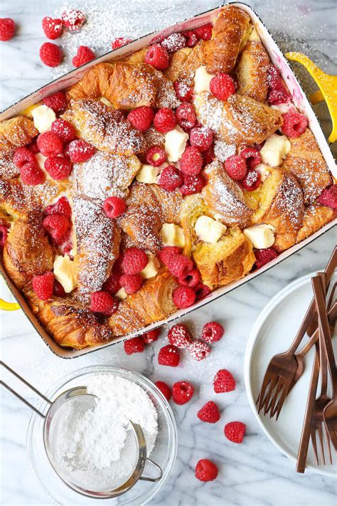 raspberry-croissant-french-toast-bake-damn-delicious image