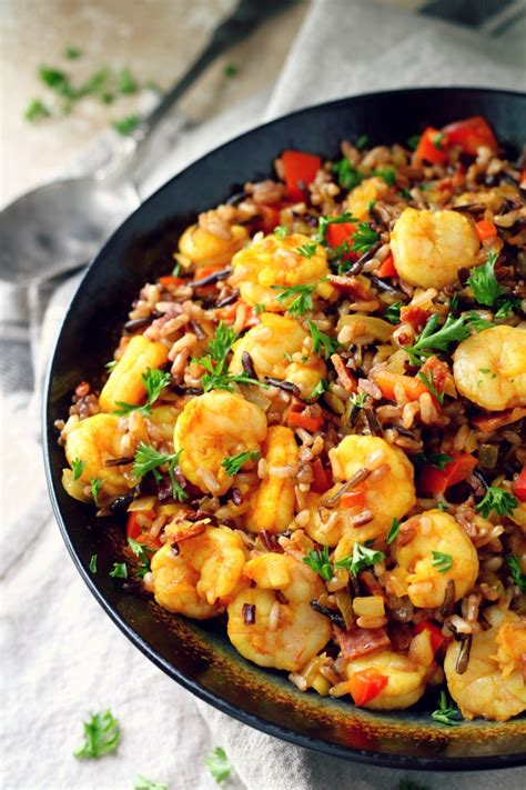 easy-shrimp-wild-rice-skillet-kims-cravings image