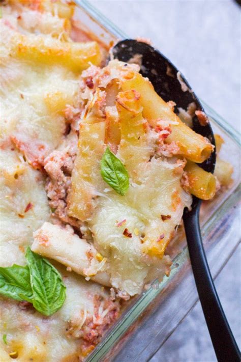 healthy-baked-ziti-pasta-with-ground-turkey-the-clean image