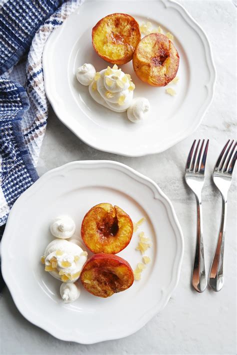 cinnamon-roasted-peaches-with-honey-mascarpone image
