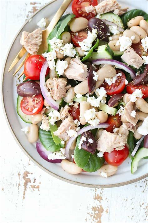 no-cook-tuna-greek-salad-hearty-meal-salad-abbeys image