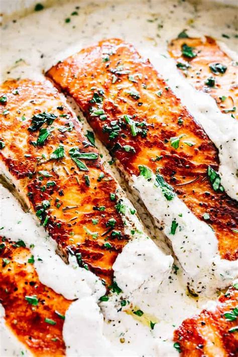 pan-seared-salmon-recipe-with-lemon-garlic-cream image