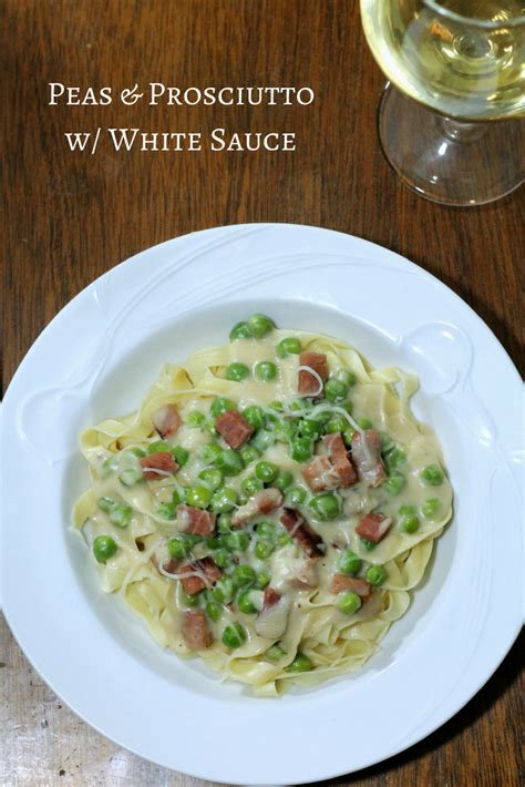 prosciutto-peas-and-pasta-in-white-sauce image