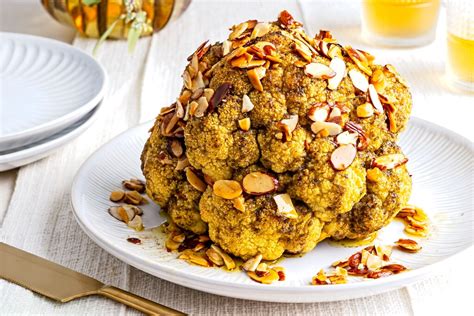 dress-up-whole-roasted-cauliflower-with-almond-brown image
