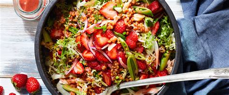 spring-frise-salad-with-strawberry-vinaigrette-forks image