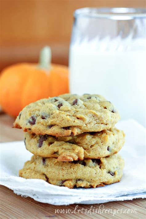 chewy-pumpkin-chocolate-chip-cookies-lets-dish image