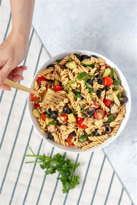 olive-and-artichoke-pasta-salad-recipe-well-vegan image