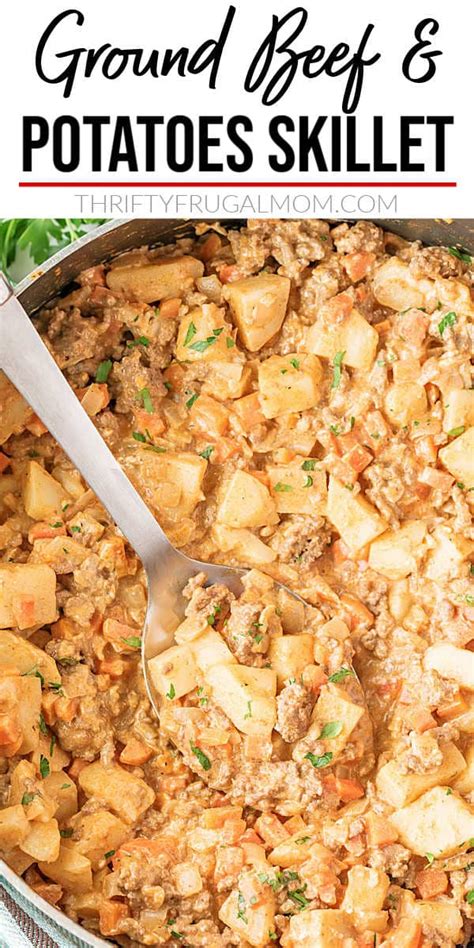 easy-ground-beef-and-potato-skillet-recipe-thrifty image