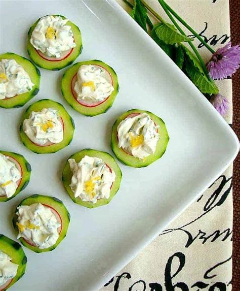cucumber-slices-with-herbed-cream-cheese-good image