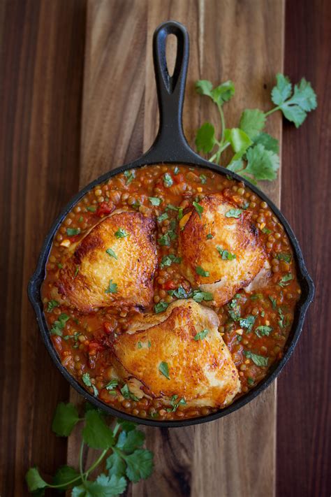 one-pan-chicken-thighs-with-harissa-lentils image