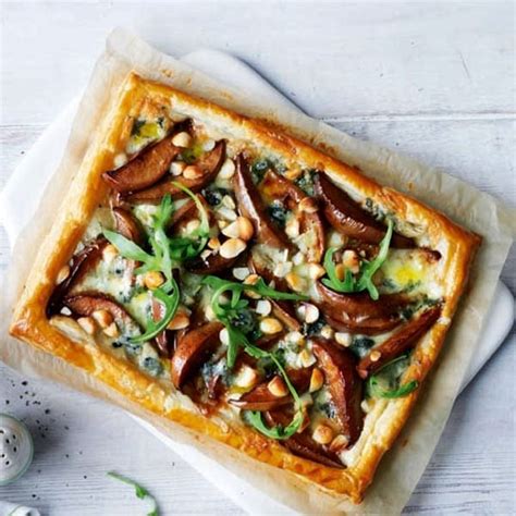 blue-cheese-pear-and-rocket-puff-pastry-tart image