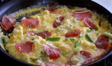 pepperoni-and-cheese-scrambled-eggs-fun-tune image