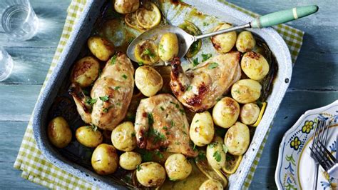 lemon-chicken-traybake-recipe-bbc-food image
