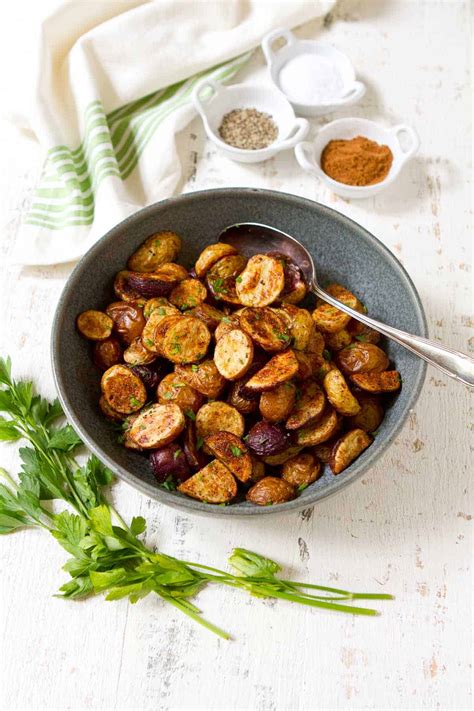 roasted-mini-potatoes-recipe-cookin-canuck-easy image
