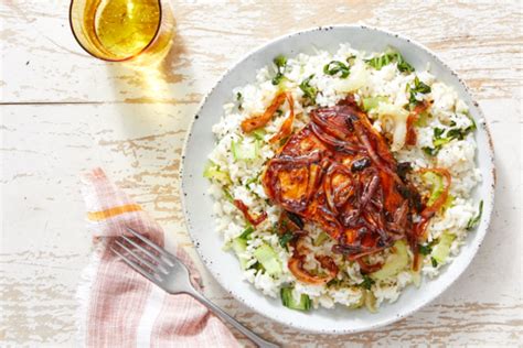 chinese-bbq-pork-chops-with-aromatic-bok-choy-rice image