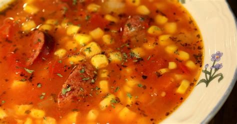 deep-south-dish-spicy-cajun-sausage-and-corn-soup image