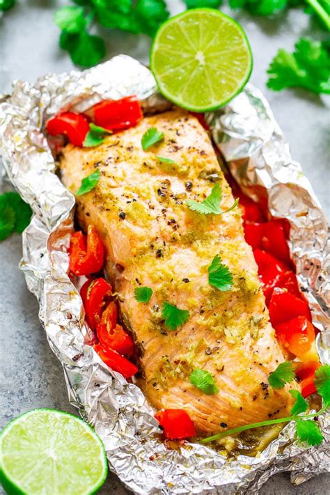grilled-cilantro-lime-salmon-in-a-foil-pack-averie image