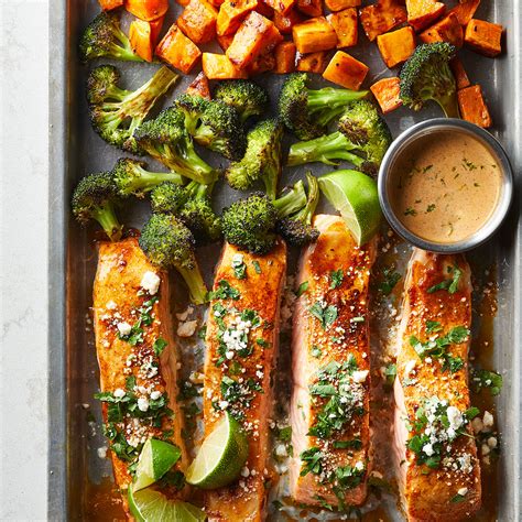 sheet-pan-salmon-with-sweet-potatoes-broccoli image