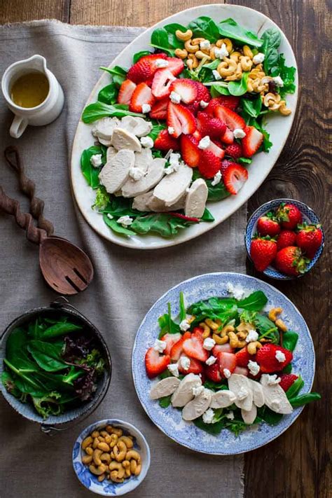 green-salad-with-chicken-strawberries-and-goat-cheese image