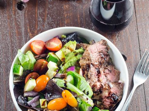 grilled-steak-salad-and-beaujolais-wine-honest image