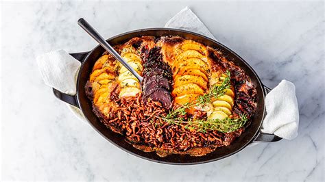 gratin-with-sweet-potato-beetroot-potato-meatless image
