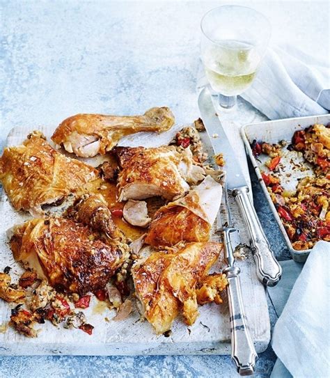 roast-chicken-with-sausage-stuffing-recipe-delicious image