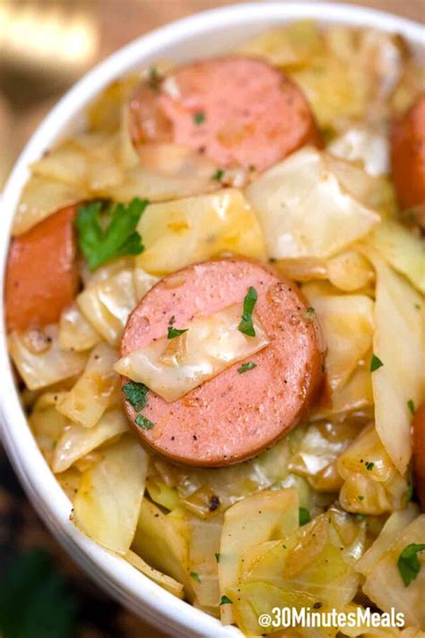 fried-cabbage-and-kielbasa-30-minutes-meals image