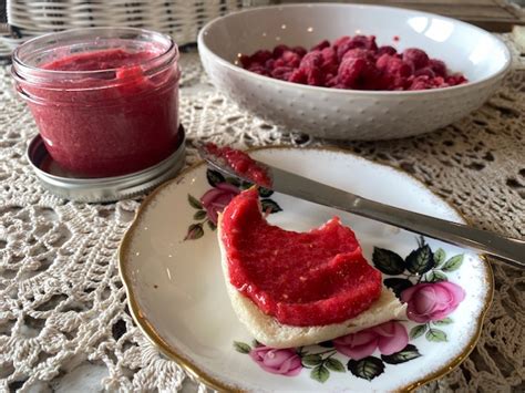 raspberry-lime-freezer-jam-best-no-cook-low-sugar image