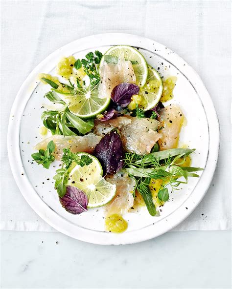 citrus-cured-fish-with-herbs-and-vinaigrette-delicious image