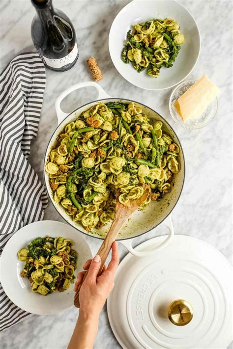 sausage-pesto-pasta-with-rapini-broccoli-rabe image