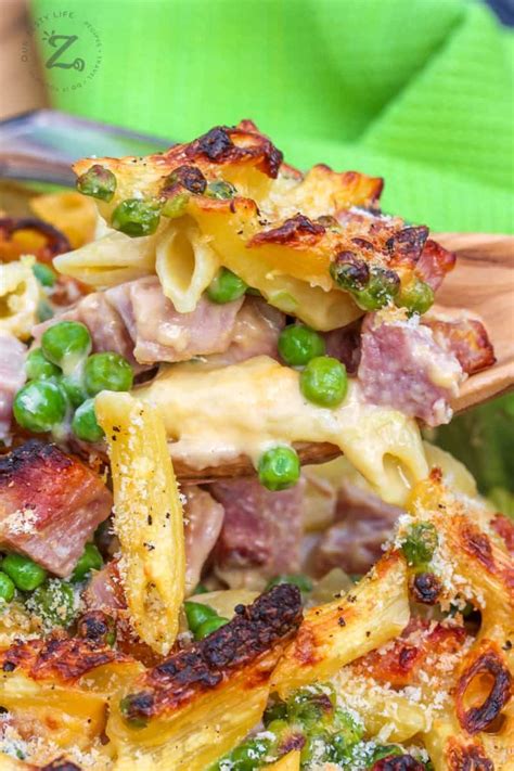 ham-and-pea-pasta-bake-use-leftovers-our-zesty-life image
